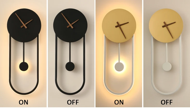 Modern Creative Tik Tok Wall Sconce Clock Design Lamp Decorative Indoor Villa Hotel Bedroom Clock Lights Lighting LED Wall Lamps