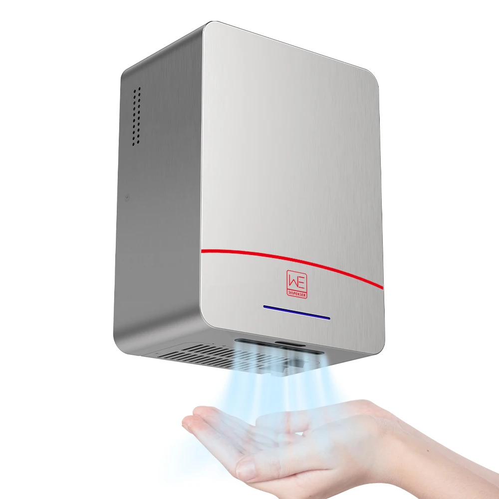 Commercial Compact Slim Sensor Battery Operated Stainless Steel HEPA Hand Dryer High Speed Automatic Energy Efficient Hygienic