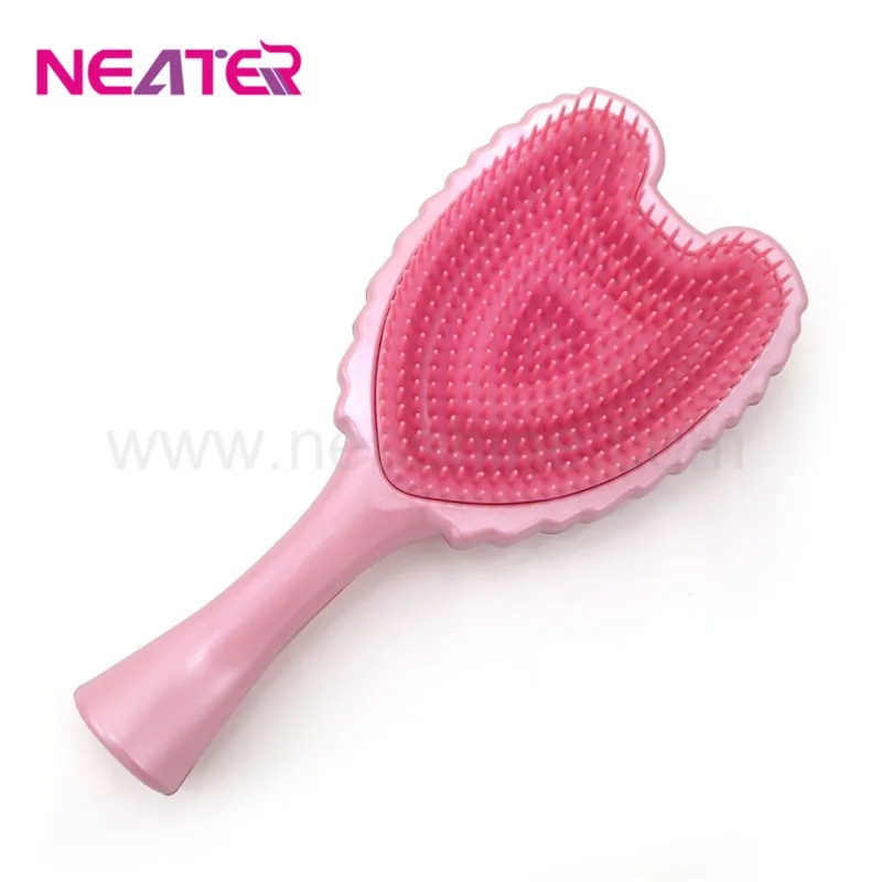 Ningbo factory custom love  magic natural hair brush plastic handle with boar bristle