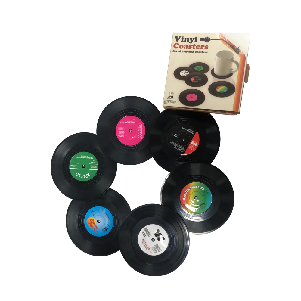 Customized Giveaway Gift Cd Record Coaster Heat Insulation Non-slip Abs Plastic Vinyl Record Coaster For Office Bar Hotel