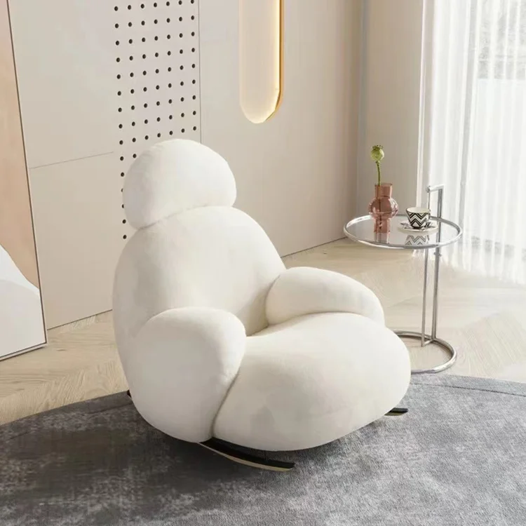 White Teddy Velvet Chairs Accent Chair Modern Rocking Chair Sofa For Home