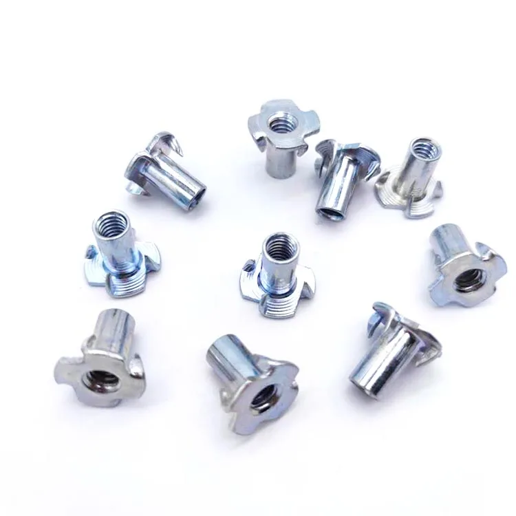Carbon Steel Stainless Steel  4 Claw T Nut for Furniture Manufacturers Wholesale  4-Pronged Insert T Nut  Four Claw Tee Nut