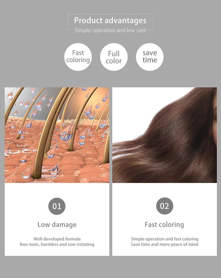 
New hair salon special dye cream fast dyeing ammonia and ppd free for dark hair free sample oem 