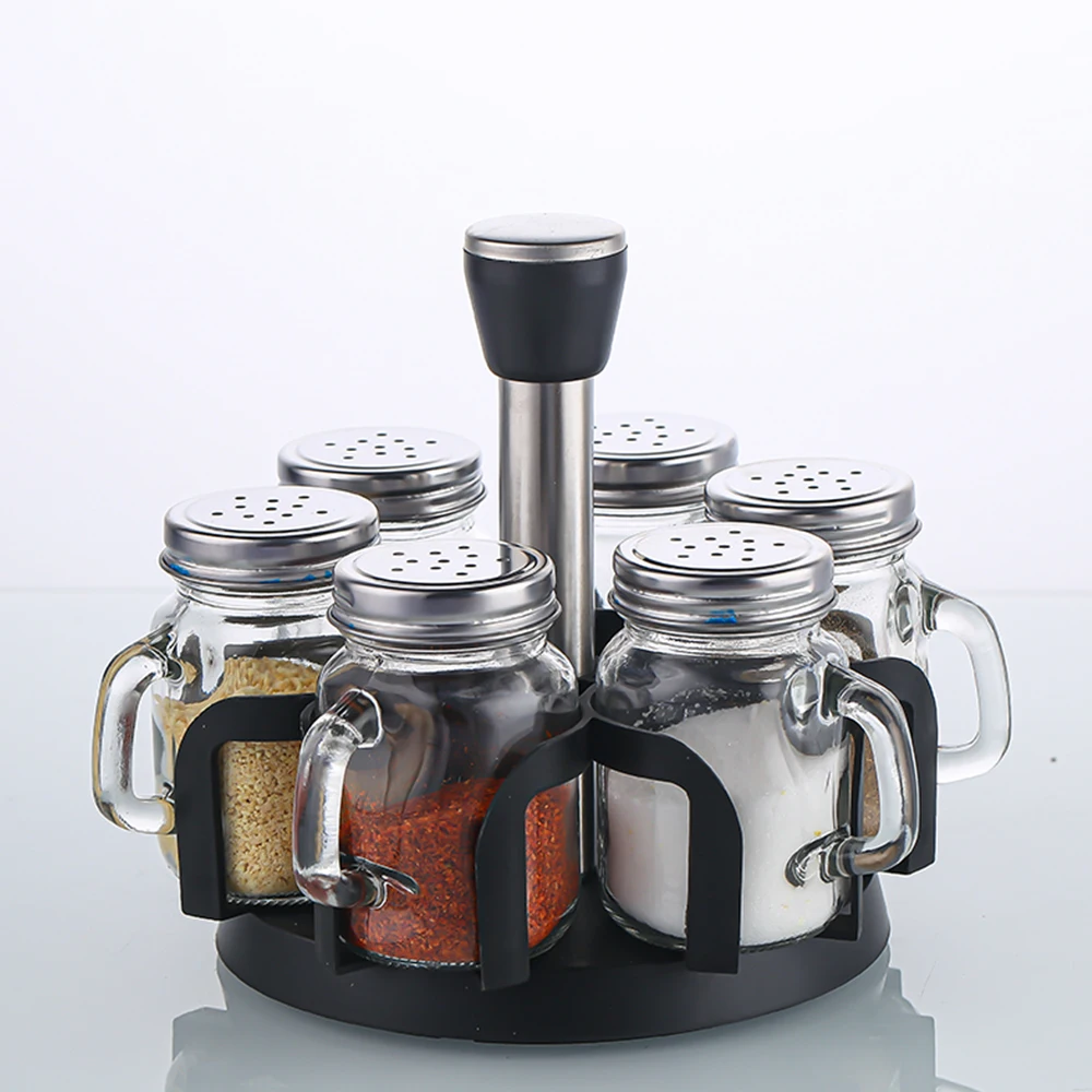 4oz 120ml Empty Pepper& Salt Shakers Set Spice Glass Jar With Handle Stainless Steel Shaker With Hole Bulk Sale