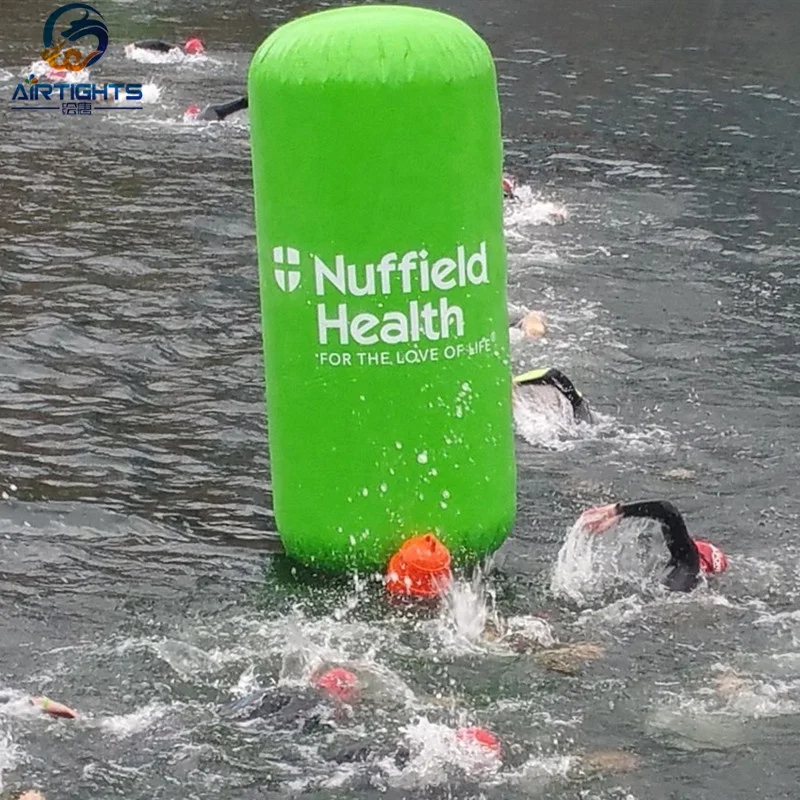 China manufacturer race markers custom color or printing inflatable water cylinder buoy for swimming events
