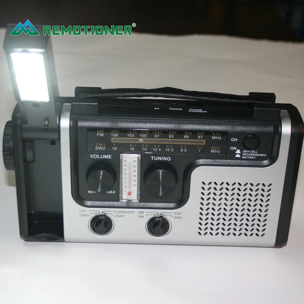 Outdoor Emergency Multi-band AM/FM/SW Hand Crank Rechargeable Radio with LED Reading Light Solar Charging