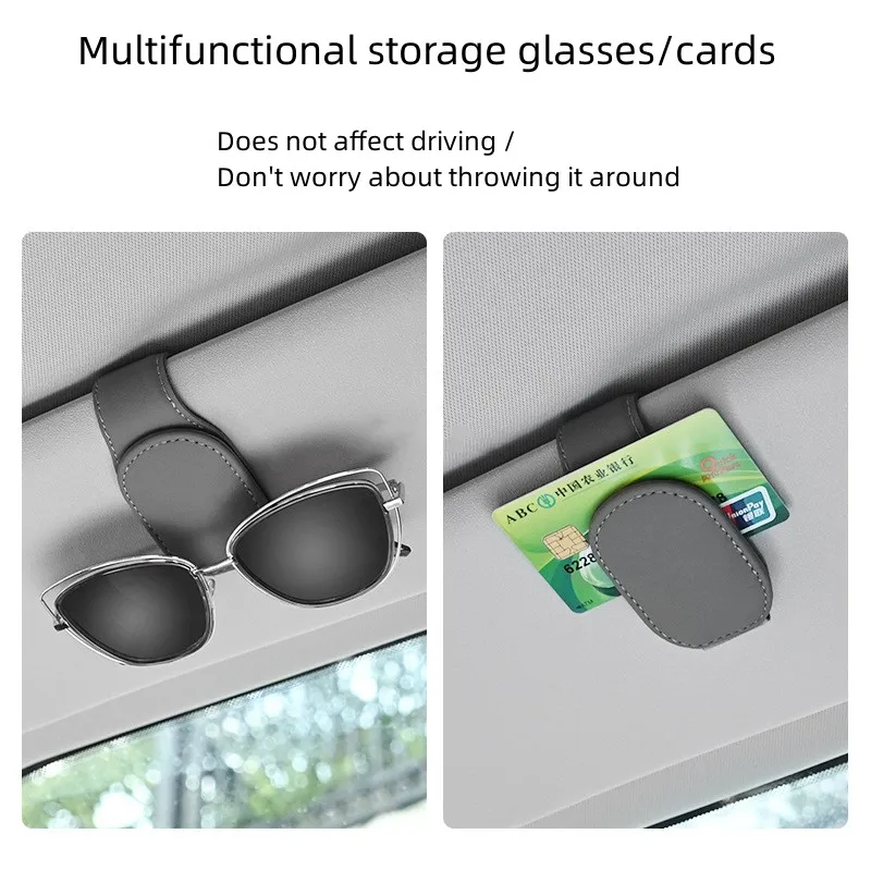 Hot Sale Multicolor Sunglass Holder Magnetic Leather Bill Card Holder and Car Sun Visor Sunglass Holder