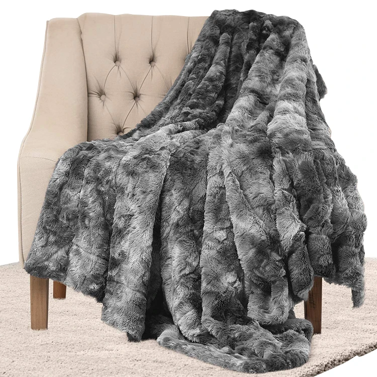 Faux Fur Throw Blanket for Couch Grey Fuzzy Fluffy Super Soft Furry Plush Decorative Comfy Thick Sherpa Shaggy Throws Blanket