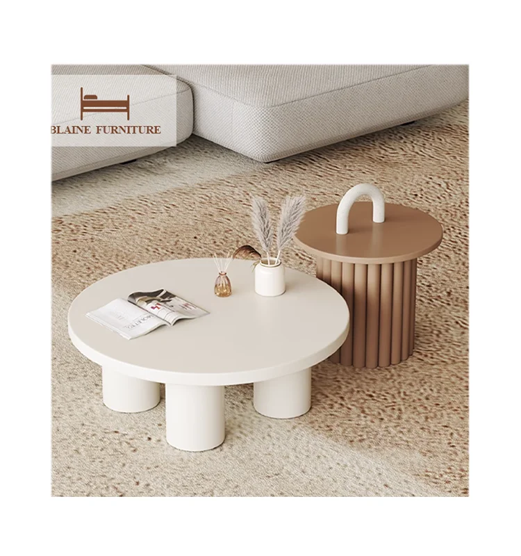Wholesale Of New Products Living Room Center Table Solid Wood Frame Furniture Eco-friendly Lacquer Round Shape Coffee Table