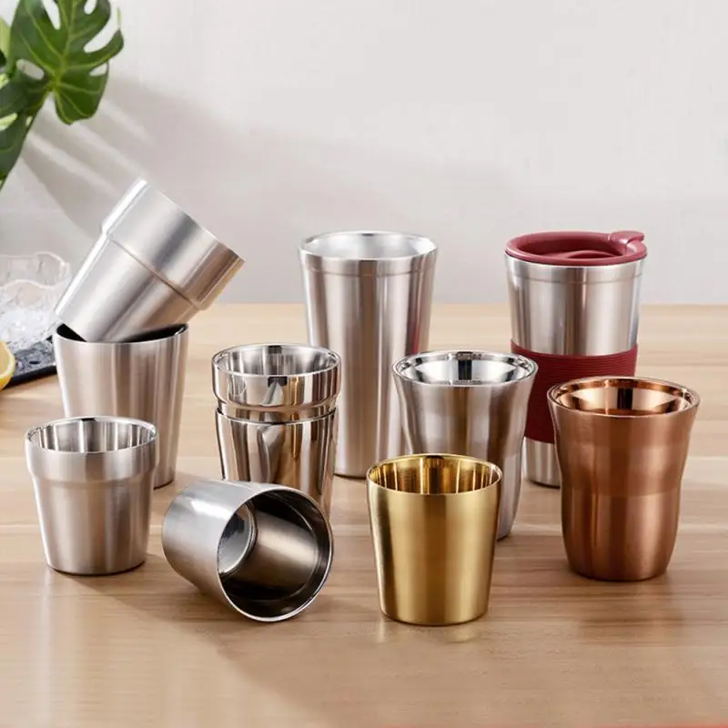 51-100ML Portable Espresso Mugs Double Wall Stainless Steel Water Tea Small Mini Espresso Coffee Cups