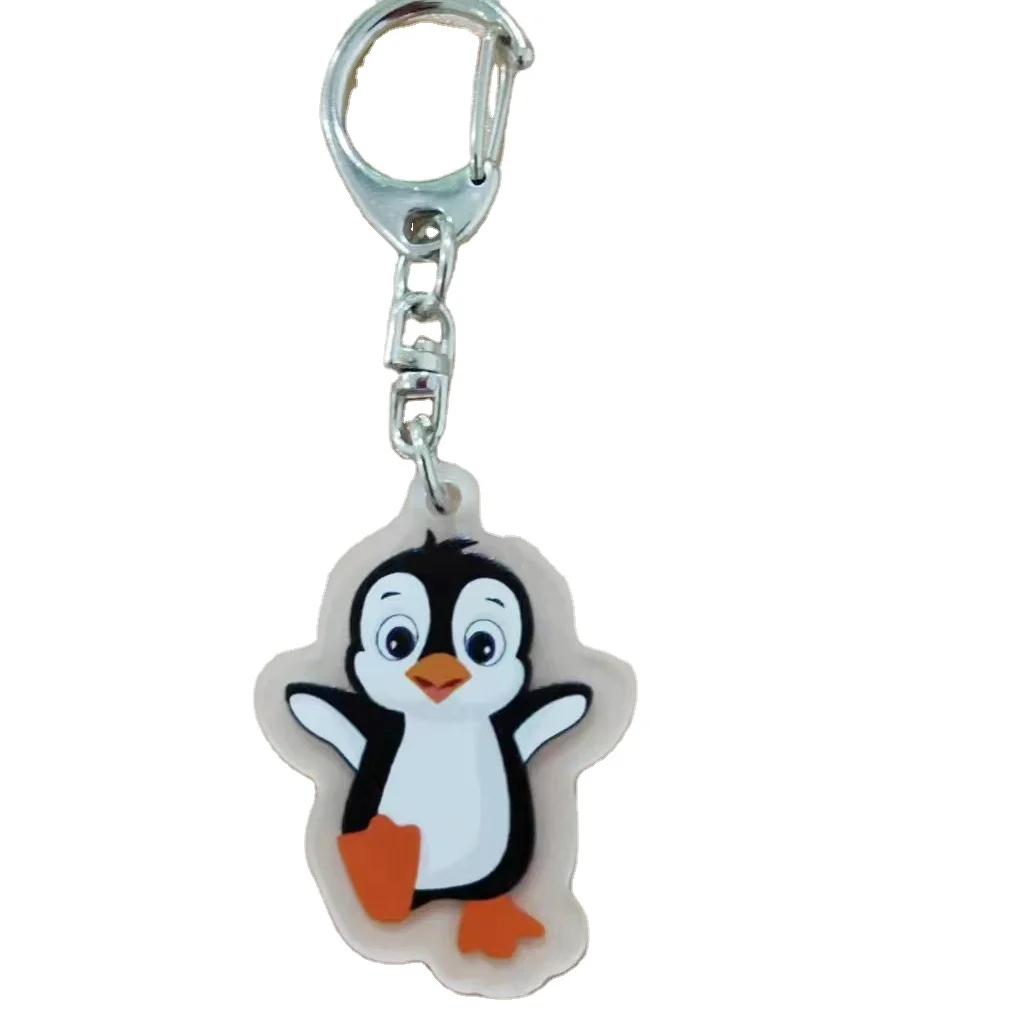 Custom Logo 2d Soft Pvc Plastic Keychain metal gift anime Rubber key chain 3D silicone Penguin Key Ring rubber pvc keychain