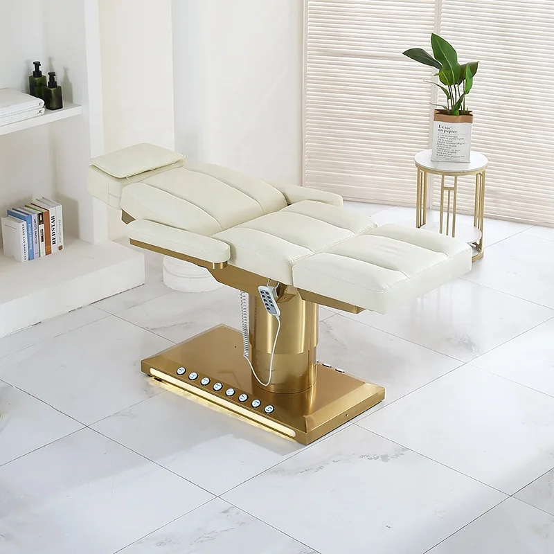 Massage Table For Leisure Facilities Facial Beauty Nail Salon European Style Height Adjustable Metal Electric Beauty Bed