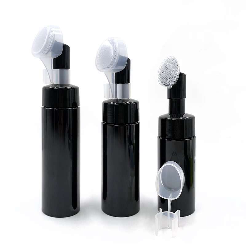 High quality luxury black Mousse foaming bottle 80ml 100ml PET cosmetic liquid soap dispenser with foam pump bottle
