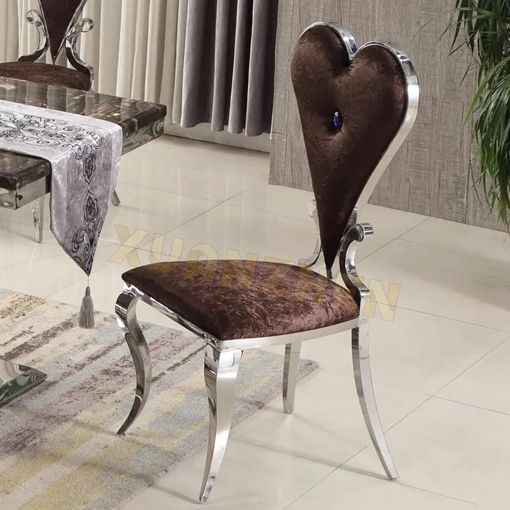 Dining room furniture restaurant living room dinning chairs modern leather dine chair gold heart-shaped dining chairs