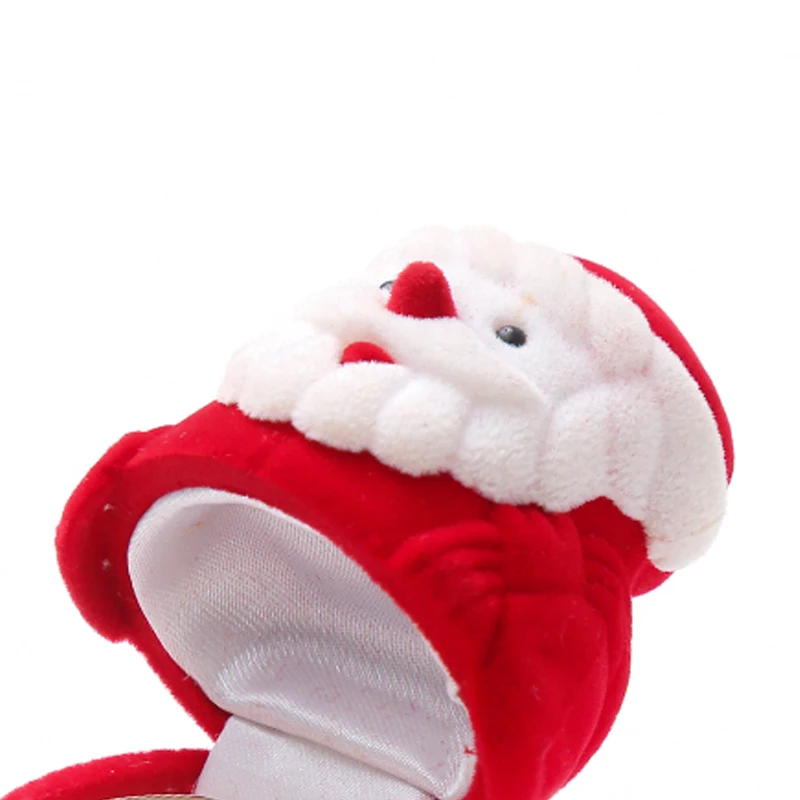 Manufacturer Christmas Santa Claus Shape Velvet Gift Packaging Red Flocking Ring Box