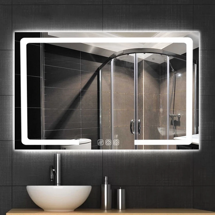 Chinese Manufacturer Hotel Wall Mounted Touch Screen LED Lights Illuminated Smart Led Light Bathroom Bath Mirror