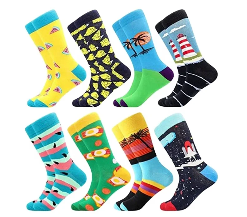 Забавные дизайнерские носки для мужчин TA2007 из органического хлопка с оригинальным логотипом