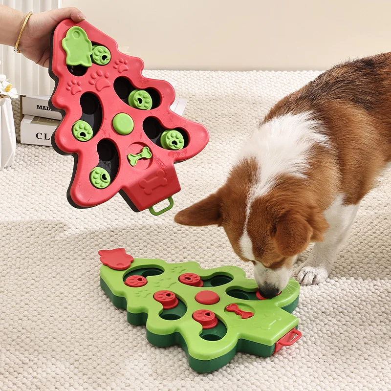 Wholesale Pet Dog Toys Puzzle Game Slow Feeder Food Luxury Durable Christmas Tree Interactive Pet Dog Puzzle Toys