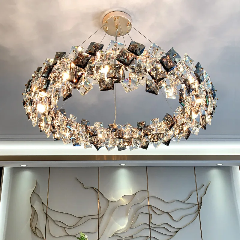 Luxury hotel home decorative lighting k9 crystal ceiling pendant lights modern gold chandeliers for living room