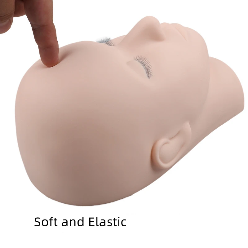 Wholesale Eyelash Extension Silicone Mannequin Heads with 3 Layers of Lashes Training Practice Mannequin