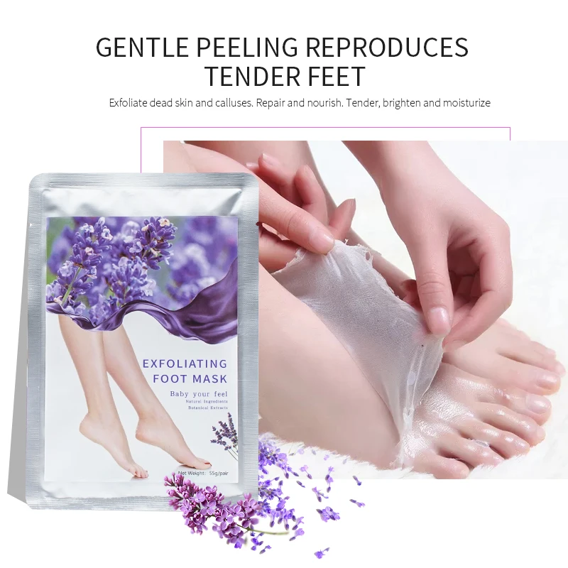 Wholesales Moisturizing Exfoliation Private Label Lavender Peeling Foot Exfoliating Foot Mask