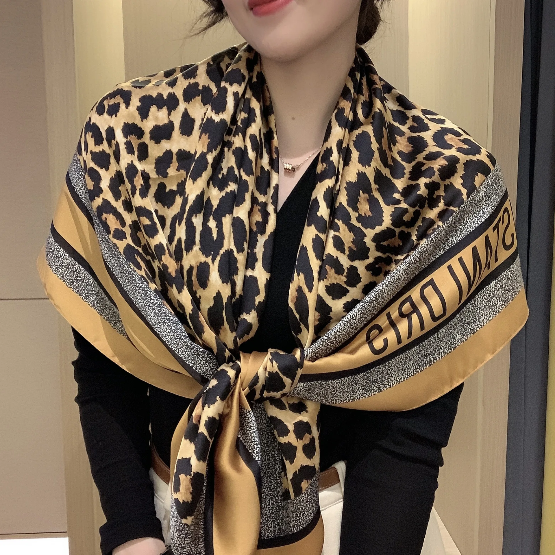 Designer silk scarf custom print silk satin twill square scarf for woman digital print silk scarves