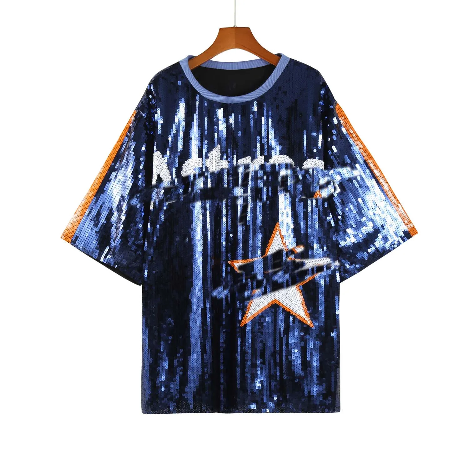 Women Sequin Shirt  New Trend  Club Dresses Women Night Party Blue Sequin Dress Baseball Team Sequined Dress