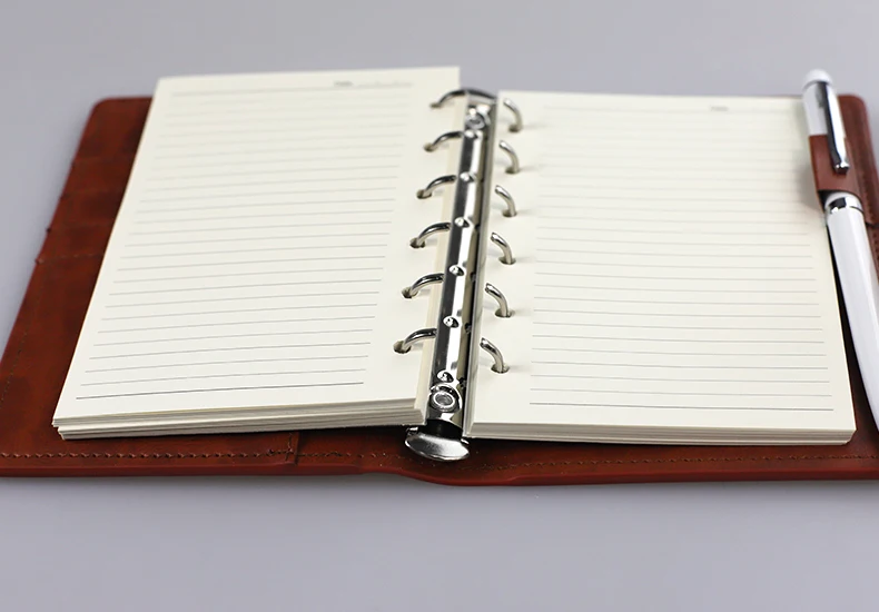 Factory Price PU leather cover 6 ringbinder organizer with cardholder and megnetic closure