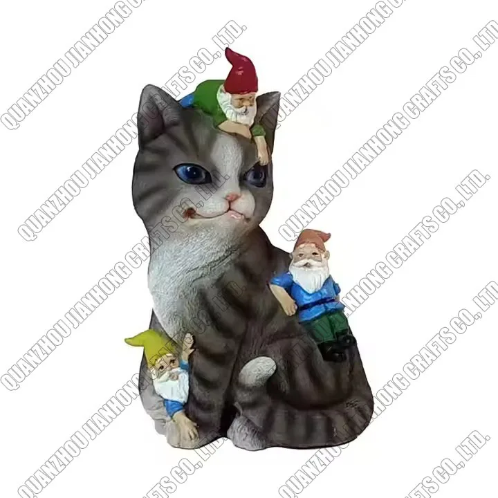 Children Garden Statues Best Selling Little Dwarf and Big Cat Resin Sculpture for Home Garden Decoration
