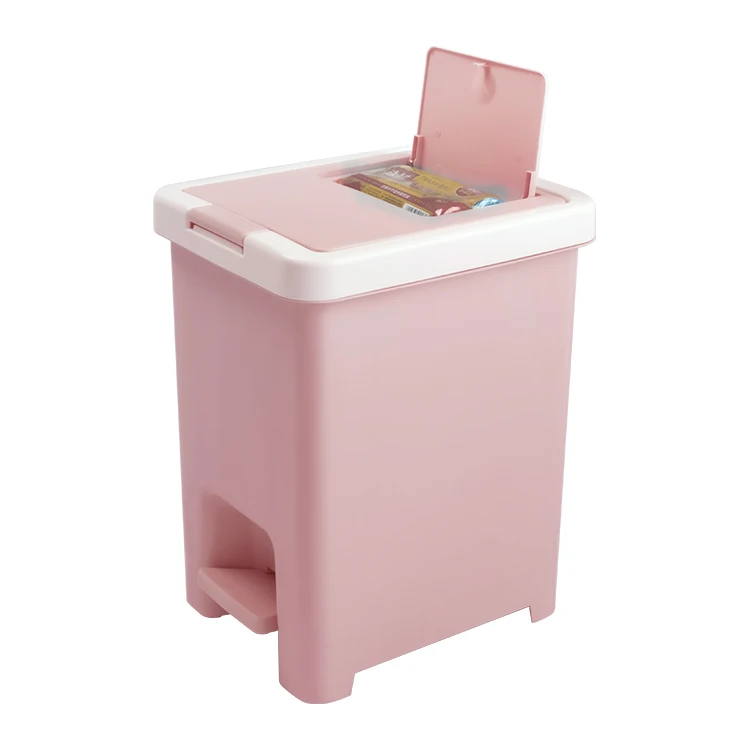 rectangle hand Press and food pedal PP Plastic trash can garbage bin