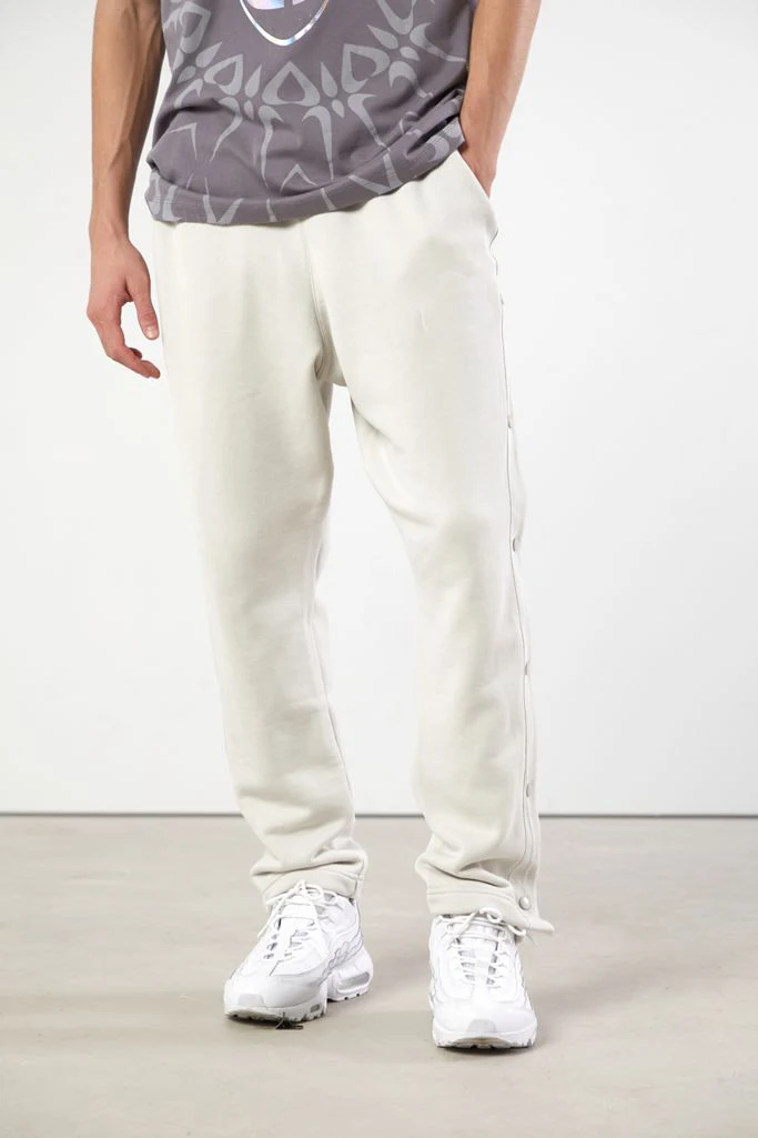MGOO Side snap button white jogger Custom embroidery sweat tracksuit pant