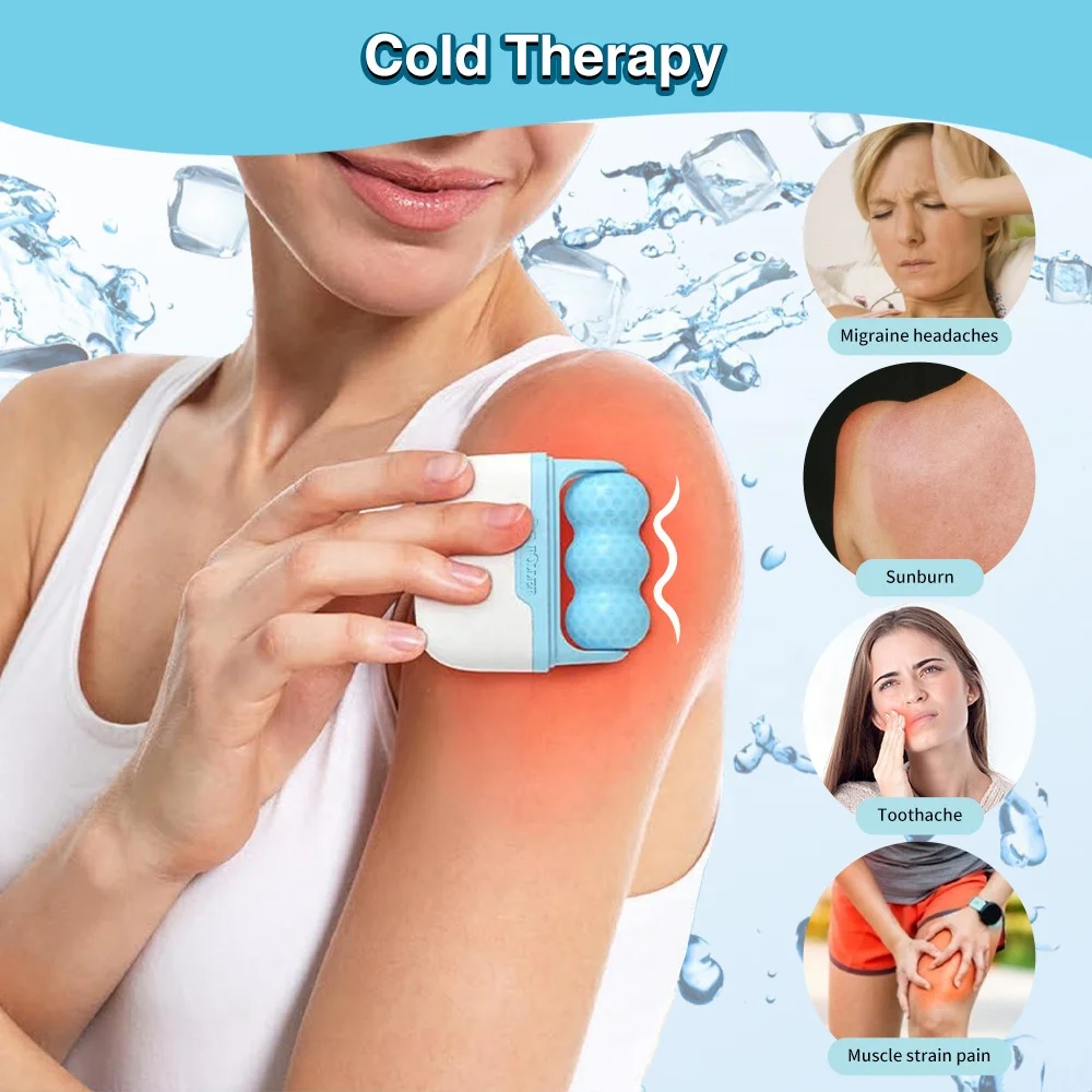 2 In 1 Dual Heads V Shaped W Shaped Ice Roller Silicone Ice Globes Cooling Facial Ice Roller For Eye Face Body Massage