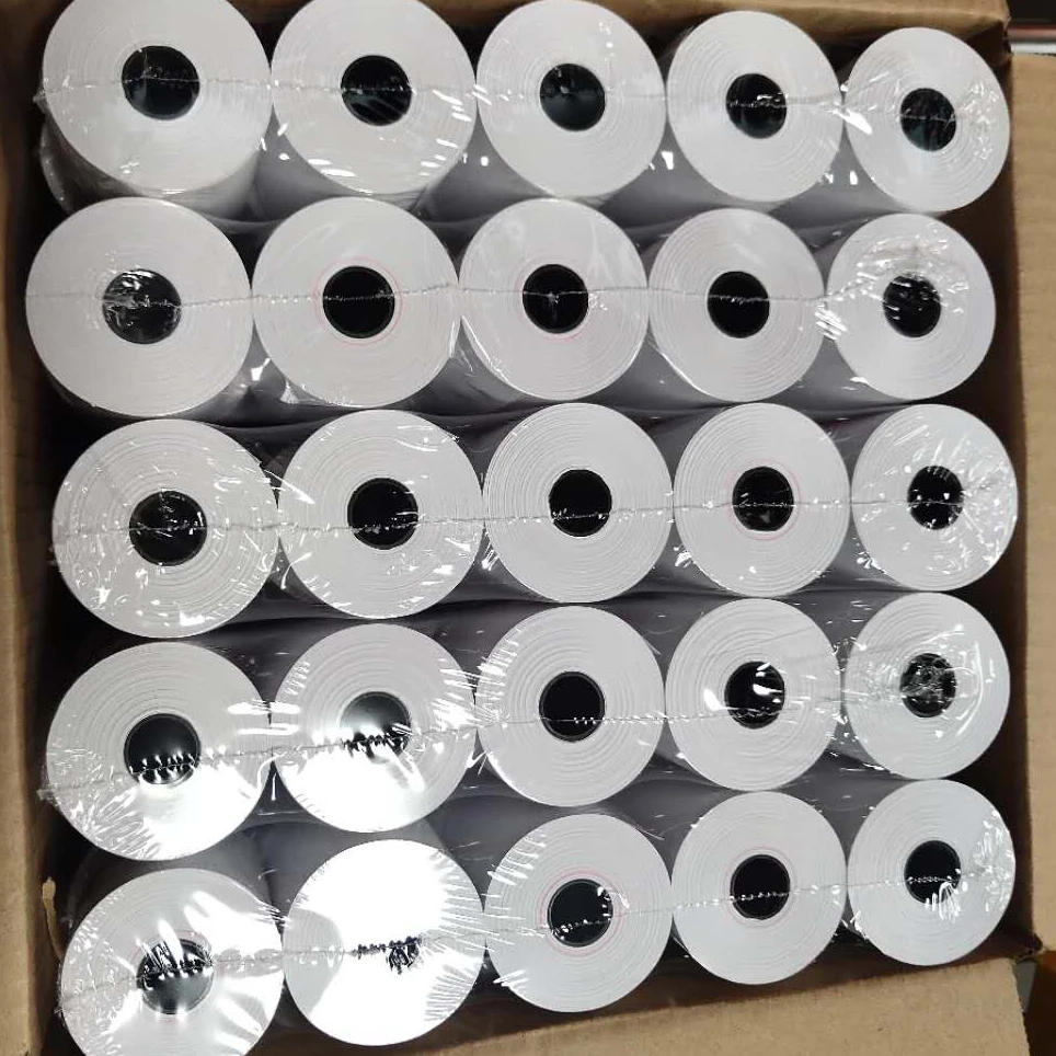 The factory directly sells70gsm 80mmx70mm quick delivery thermosensitive paper rolls for ATM receiving paper