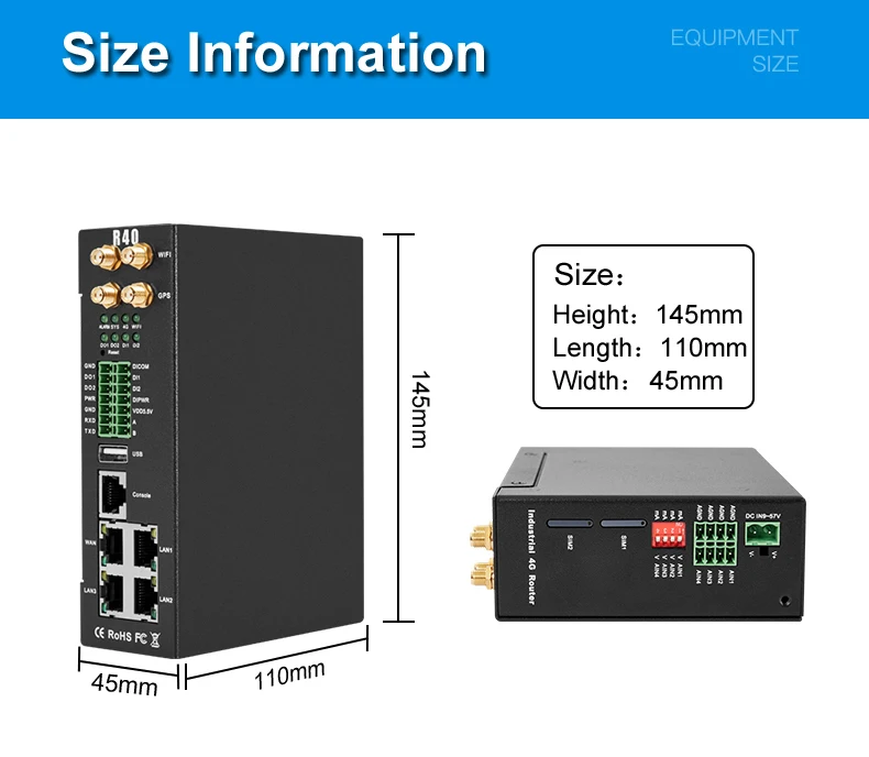 4G wifi промышленный двухсимочный маршрутизатор R40 DTU RTU IOT Ethernet WAN LAN DO DI AI RS232 RS485 GPS POE TCP UDP Modbus реле
