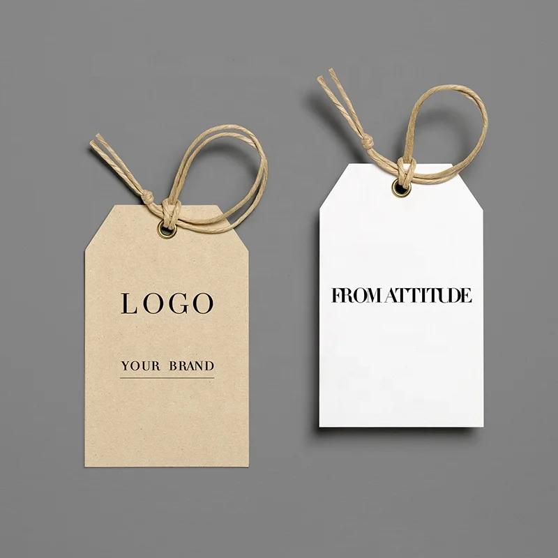 Custom brand name price labels garment manufacturing clothing product paper hang tags with logo