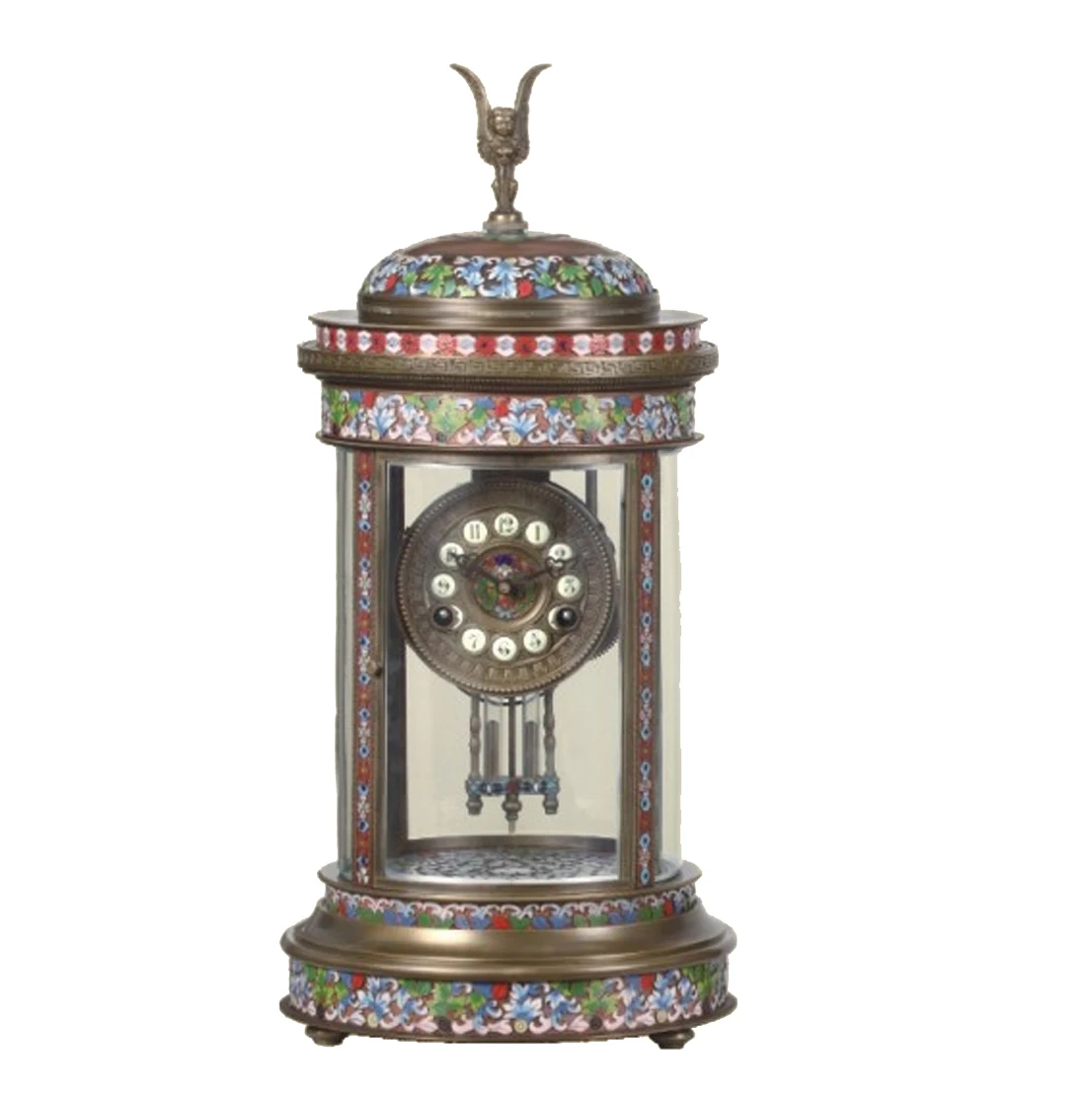 Павильон античный французский стиль 15 дней латунный Цветочный Цветок красочный Декор Орлиная перегородчатая эмаль стол/настольные часы