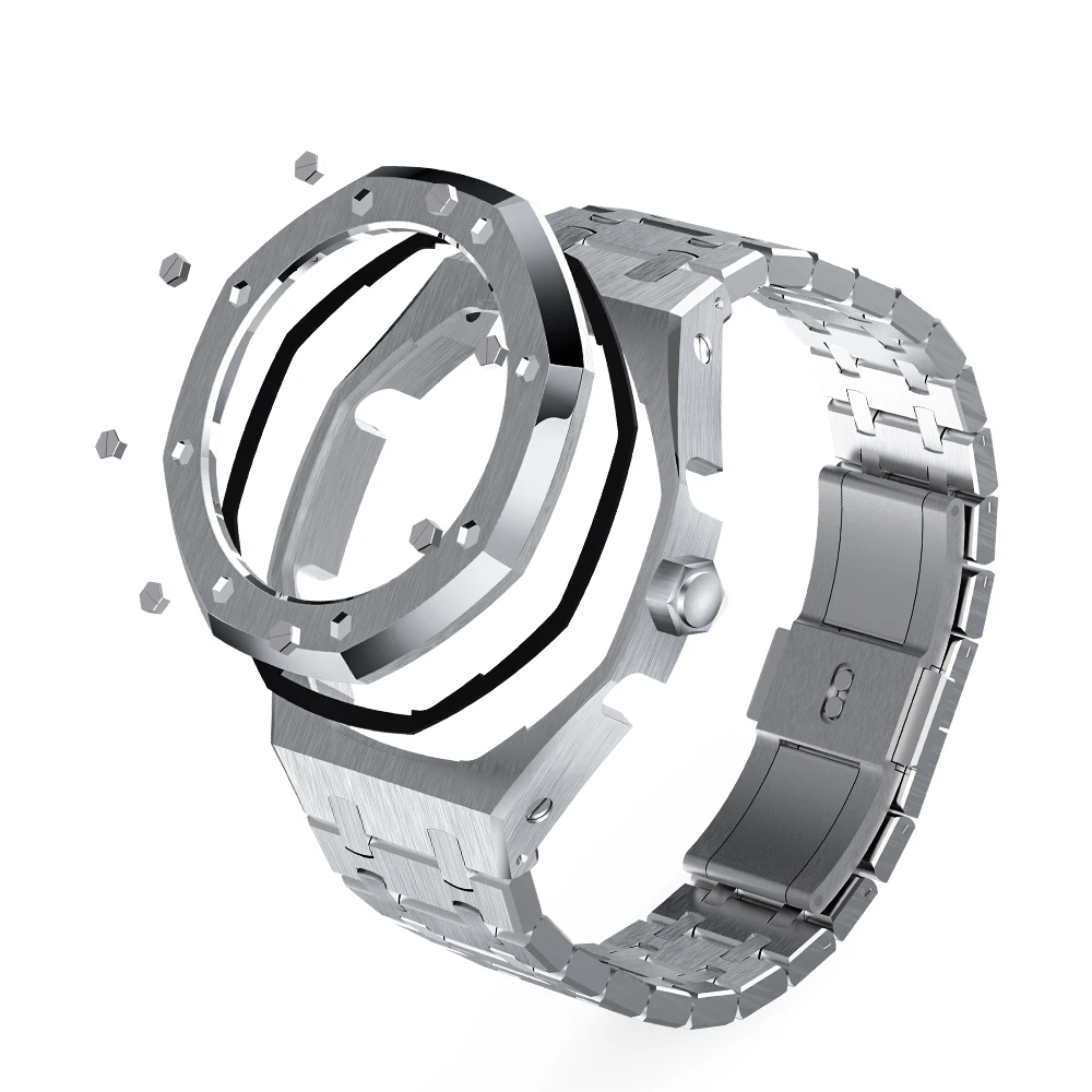 Watch Accessories Modified Stainless Steel Case Silicone Strap DIY For Casioak G Shock Watch GA 2100 Mod Original