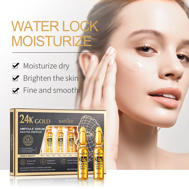 SADOER Whitening Ampoules Serum 24K Gold Hyaluronic Acid Vitamin C Ampoule Serum Skin Care Ampoules