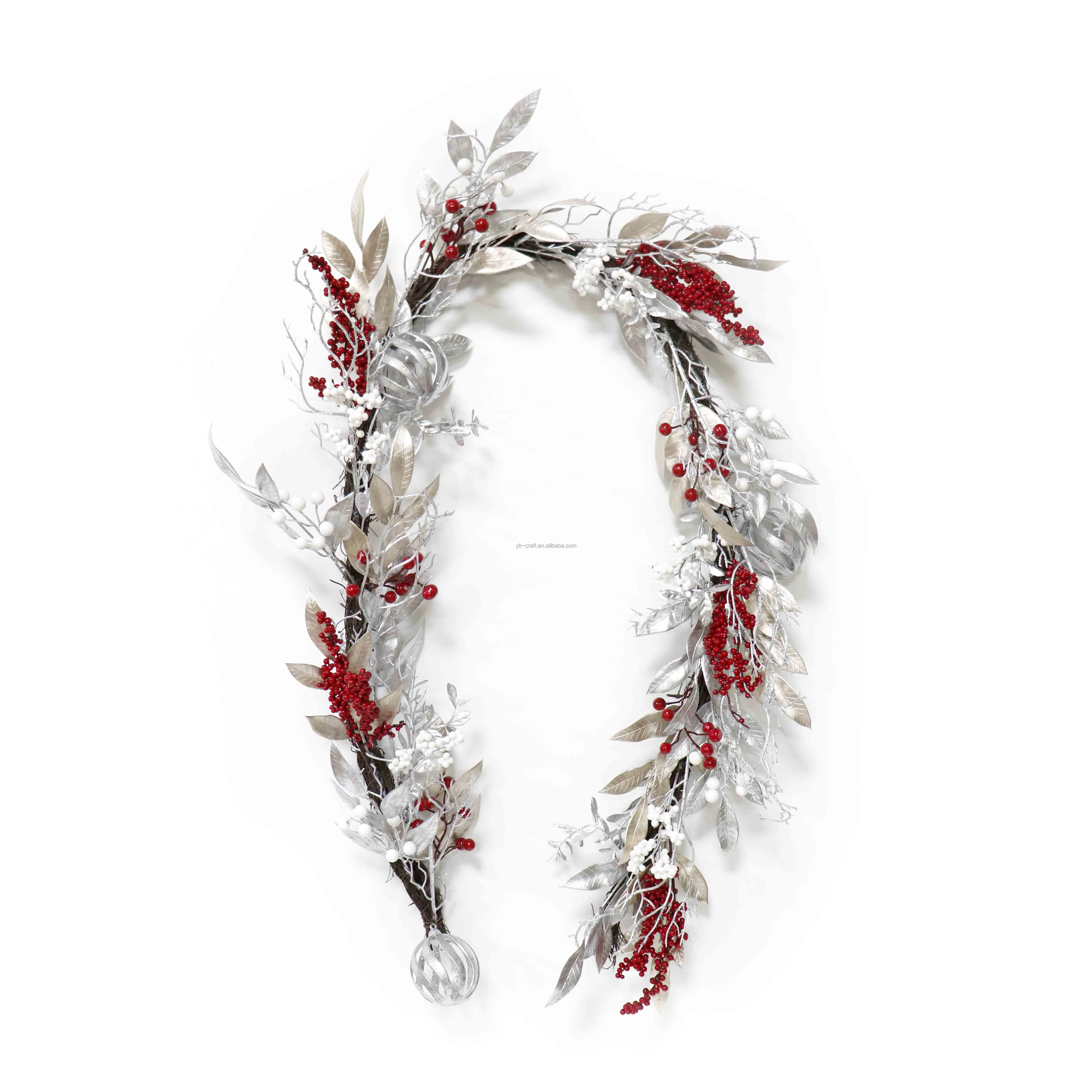 Silver Christmas Garland Outdoor Wooden Christmas Tree Garland Rattan Base Garlands And Wreaths