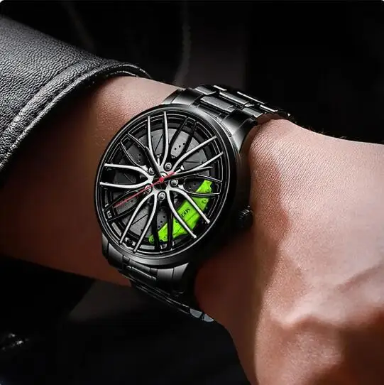 Car Wheel Rims Hub Men Quartz Watch Stainless Steel Watch Luxury Wrist Men Business Watches