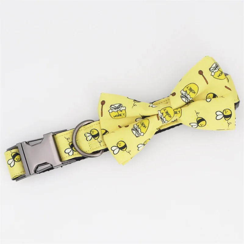 bee Dog Collar Bow Tie Dog Cat necklace with metal buckle for pet gifts