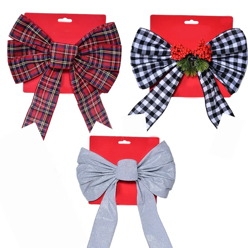 Yama 63MM Width Custom Wholesale Christmas Wired Edge Ribbon Bows for Wreaths