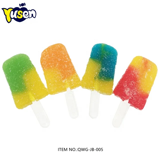 Wholesale High Quality Colorful Sweet Fruit Flavor Ice Cream Shaped Soft Jelly Lollipop Gummy Candy
