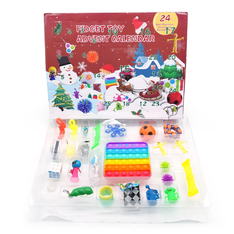 Custom Wholesale Fidget Advent Calendar Popping Sensory Autism Itself Fidget Toy Set Push Pop Christmas Fidget Toys Set