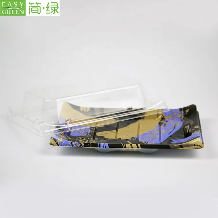 Plastic Sushi Tray with Clear Lid, Disposable Cake Containers, Disposable To Go Boxes for Sushi, Cookie, Fruits, Desserts