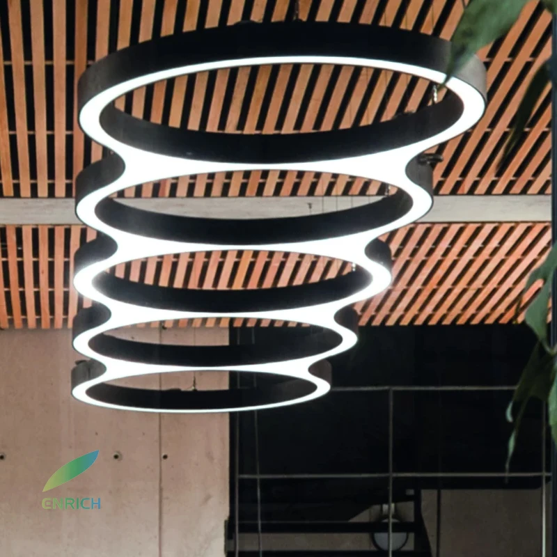 Modern Chandelier Star Cluster Acoustic Curved LED Chandelier DALI Dimming for Office Studio Fitness Center