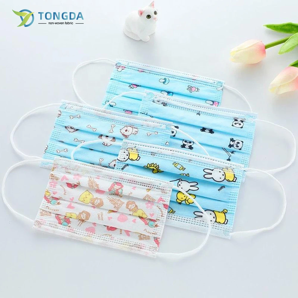 Nonwoven Printing Disposable 3layer Kids Face Mask with Earloop children Masks