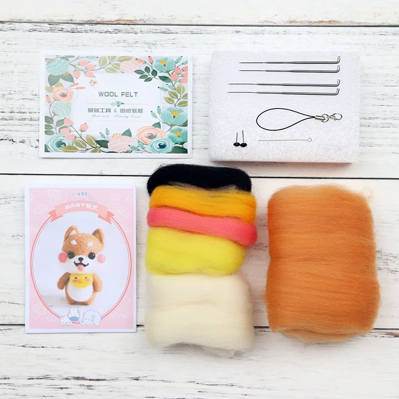 Custom Doll Wool Felt Craft DIY Non Finished Poked Set Handcraft felting wool kits