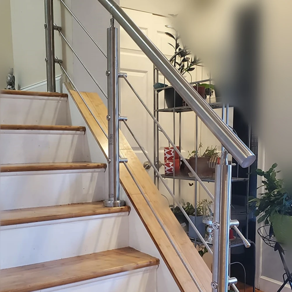 Indoor/Outdoor Stair Balcony 304 Stainless Steel Handrail Staircase Balustrade Post with Adjustable Angle for 8-12mm Pipe