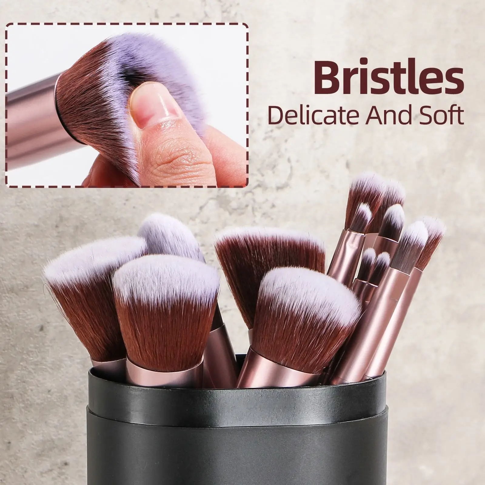 Brushes Holder Case 14 Piece Purple Cosmetic Make up Brush Kit Private Label Makeup Brushes Set